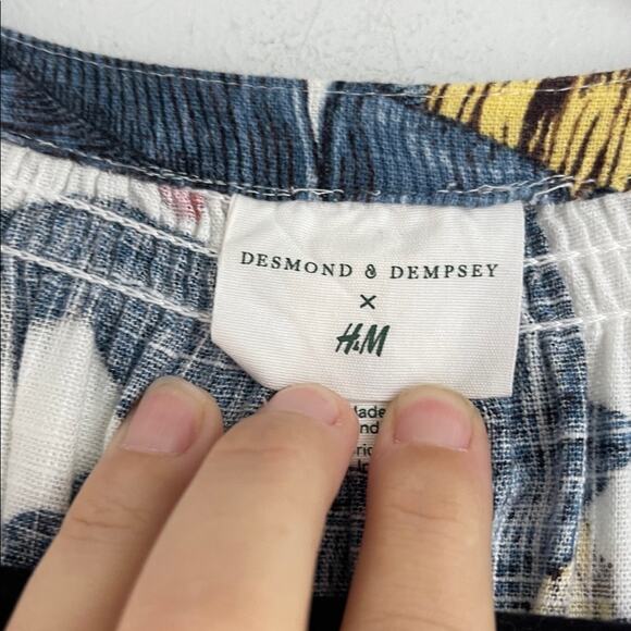 Desmond & Dempsey x H&M linen blend banana tree plant print button up midi dress - Picture 6 of 8